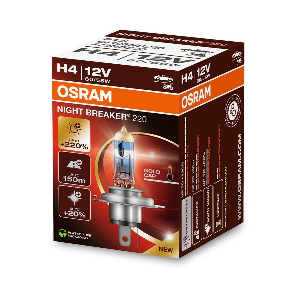 OSRAM Night Breaker 220 – H4 – 1 – Pack - Carlevel AB - Fordon och delar > Fordonstillbehör