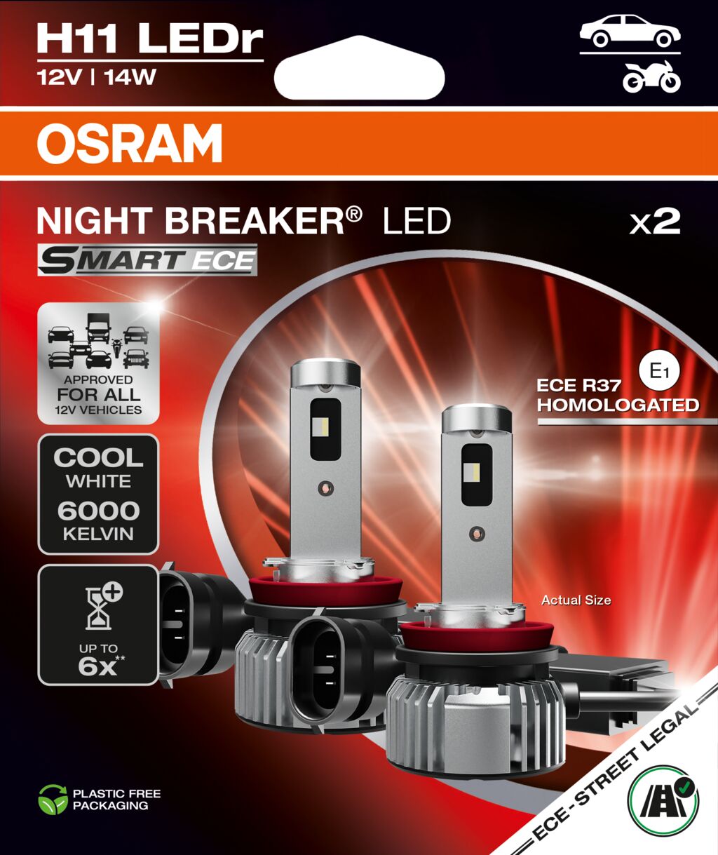 OSRAM NIGHT BREAKER LED SMART ECE – H11 - Carlevel AB - Fordon och delar > Fordonsdelar > Belysning > Halvljus