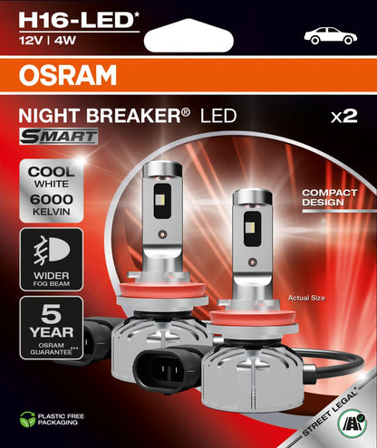 OSRAM NIGHT BREAKER LED SMART – H16 - Carlevel AB - Fordon och delar > Fordonsdelar > Belysning > Halvljus