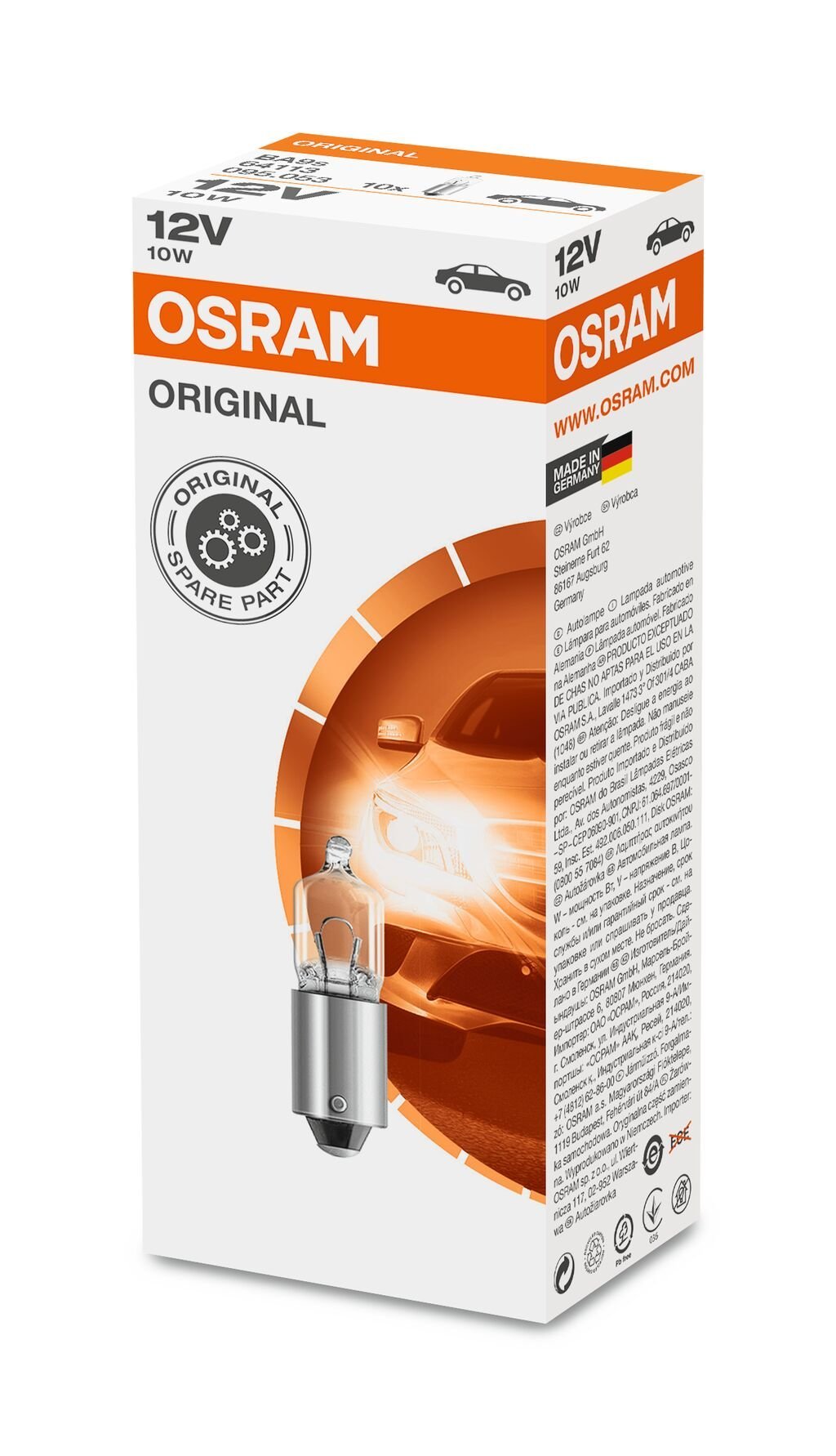 OSRAM ORIGINAL MINIWATT – 10W – 12V - Carlevel AB - Fordon och delar > Fordonstillbehör
