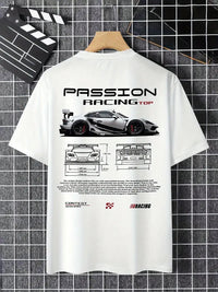 Passion Racing T-shirt – Bilmotiv Fram & Bak, Rund Hals - Carlevel - 