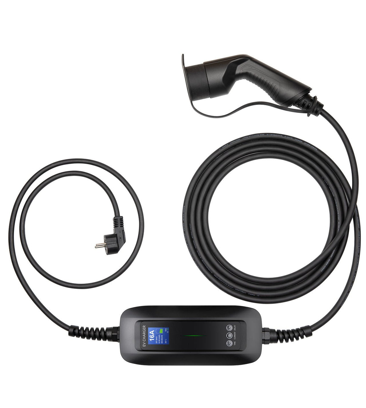 Portabel laddare Typ 2 6–16A 3,6kW – 5m ställbar Mode 2 - Carlevel - Laddkablar för hushållsuttag (Mode 2)
