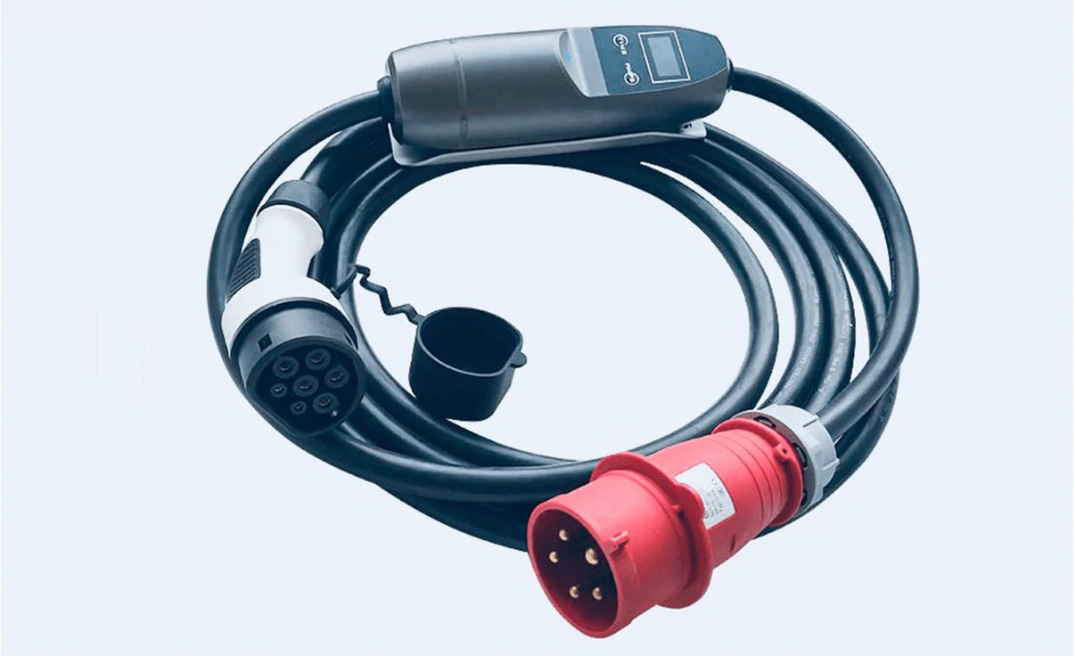 Portabel Laddkabel Mode 2 Typ 2 22 kW 3 - fas 32A | LCD & Jordfelsbrytare - Carlevel - Laddkablar för hushållsuttag (Mode 2)