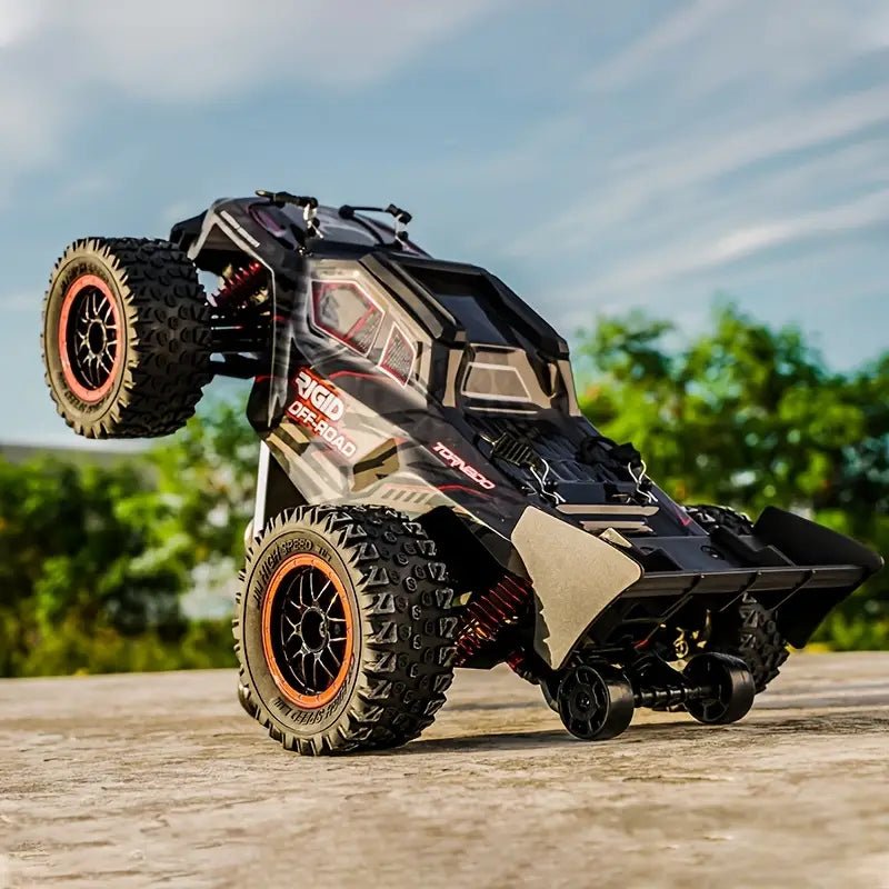 RC terrängracingbil 80 km/h LED 4WD uppladdningsbar – grön/svart – produktbild framifrån | Carlevel