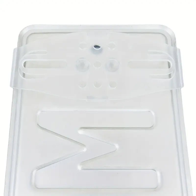 Registreringsskylthållare transparent reptålig EU-standard – närbild detaljer | Carlevel