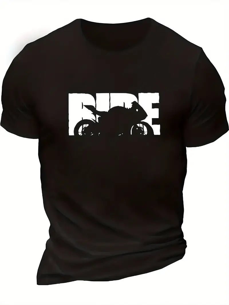 Ride, Motorcykeltryck – Herr T-shirt, Rund Hals, Polyester - Carlevel - 