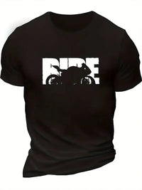 Ride, Motorcykeltryck – Herr T-shirt, Rund Hals, Polyester - Carlevel - 