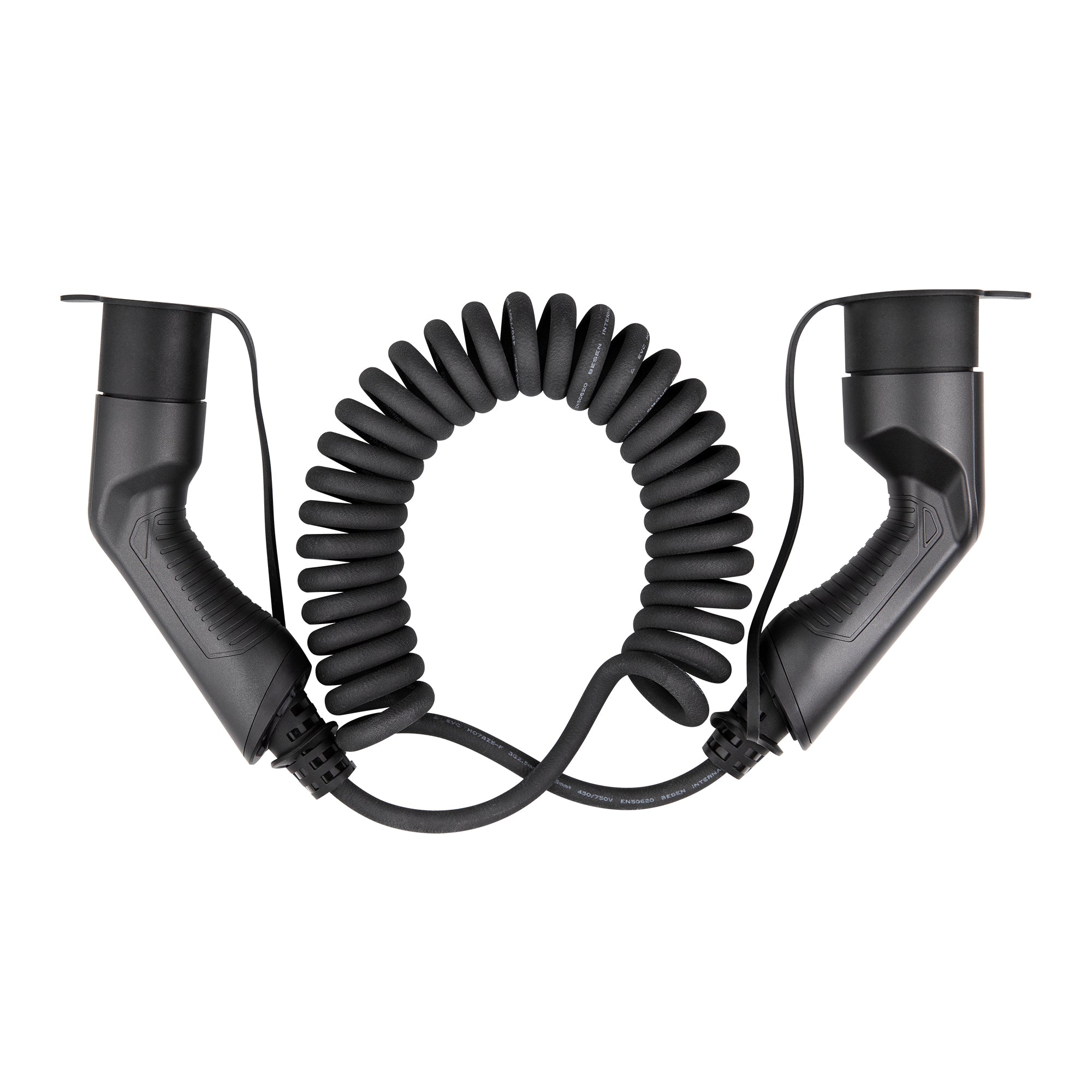 Laddkabel Typ 2 16A 11 kW 7 m spiral – S-Line för laddstolpe/laddbox Mode 3 – produktvy från sidan | S-Line