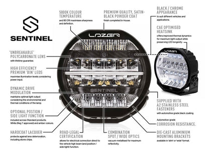 Lazer Sentinel Std LED extraljus 9" Black – tillbehör och delar | Lazer