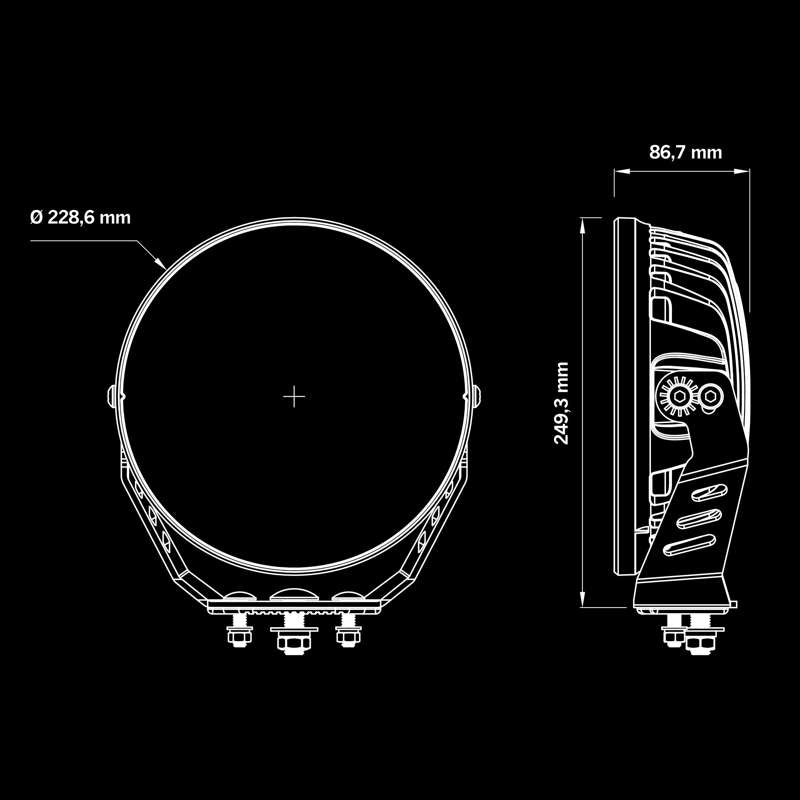 Extraljus Siberia NRS 9″ Long Distance Beam Strands Lighting Division – produktvy från sidan | Strands Lighting Division