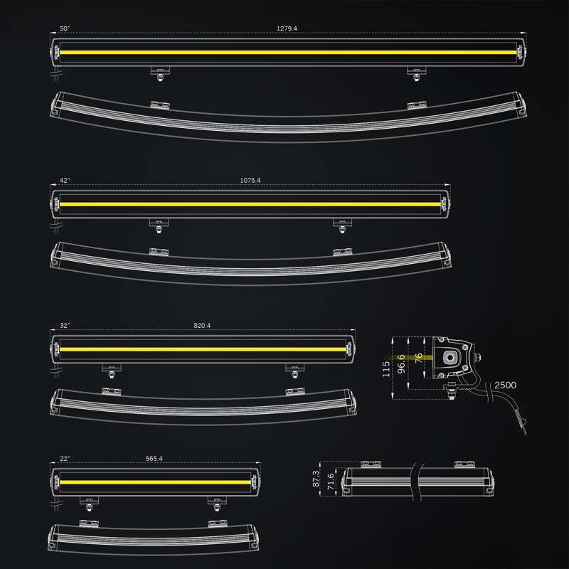 LED-ramp Strands Siberia XP DRC 32″ – gul/vit – Xperience – förpackning och innehåll | Strands Lighting Division