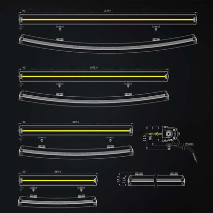 LED-ramp Strands Siberia XP DRC 50″ – gul/vit – Xperience – förpackning och innehåll | Strands Lighting Division