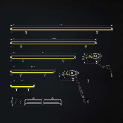 LED-ramp Strands Lighting Division Siberia XP SR 32" 10950 lm gul/vit pos – extraljus ramp – måttspecifikation