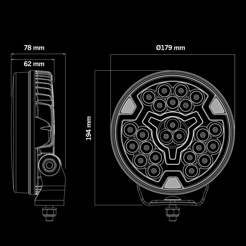 Extraljus Strands Freedom Maximum 7" LED 10000 lm E-godkänd – alternativ vy | Strands Lighting Division