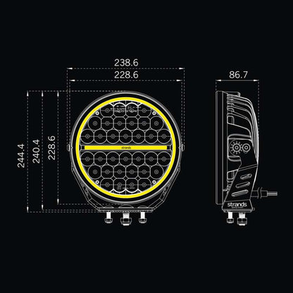 Strands Siberia XP 9" LED Extraljus – 15030 lm Xperience – förpackning och innehåll | Strands Lighting Division