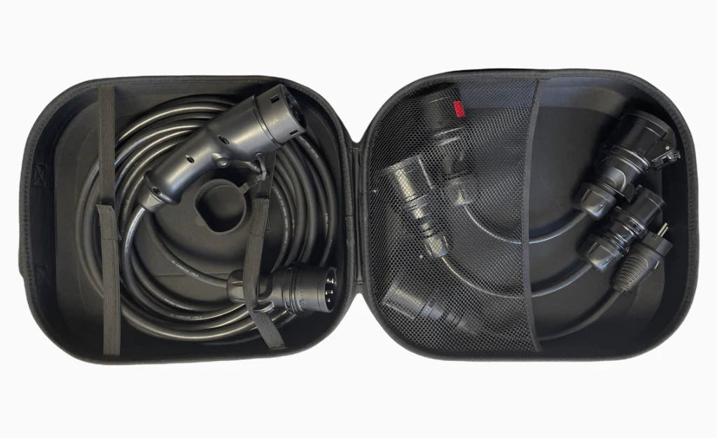 Tesla Laddkabel Paket Mode 2 Typ 2 11 kW 3 - fas 6–16A | Portabel med adaptrar - Carlevel - Laddkablar för hushållsuttag (Mode 2)
