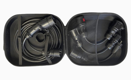 Laddkabel Mode 2 Typ 2 11 kW Evconnect – portabel 3-fas 16A med adaptrar – produktbild framifrån | Evconnect