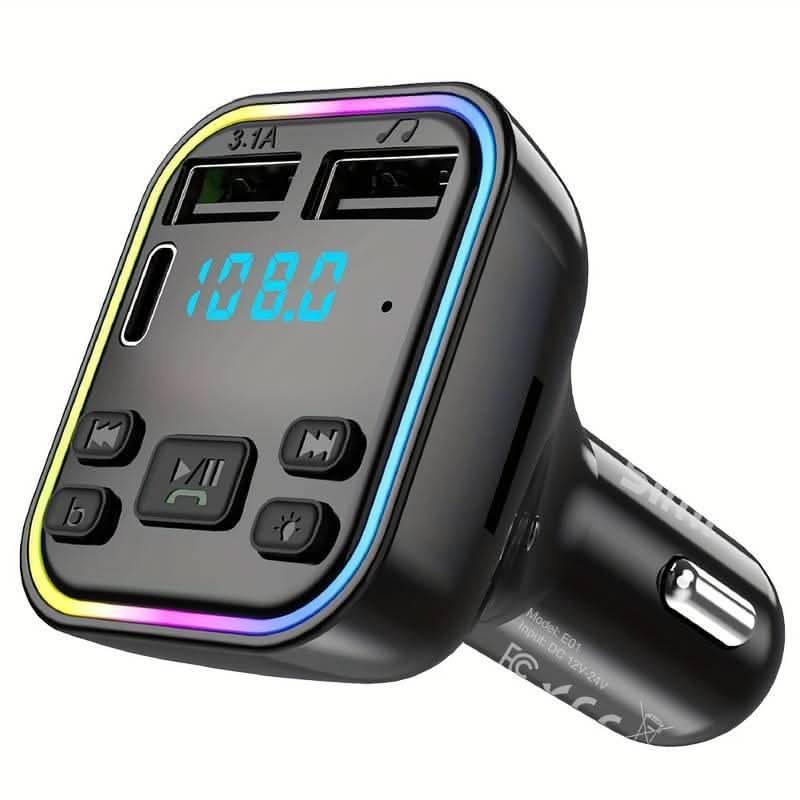 Trådlös FM-sändare Handsfree Bilradiomodulator MP3-spelare USB-C & USB-A 3.0 telefonladdningsadapter för bilen - Carlevel -