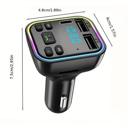 Trådlös FM-sändare Handsfree Bilradiomodulator MP3-spelare USB-C & USB-A 3.0 telefonladdningsadapter för bilen - Carlevel -